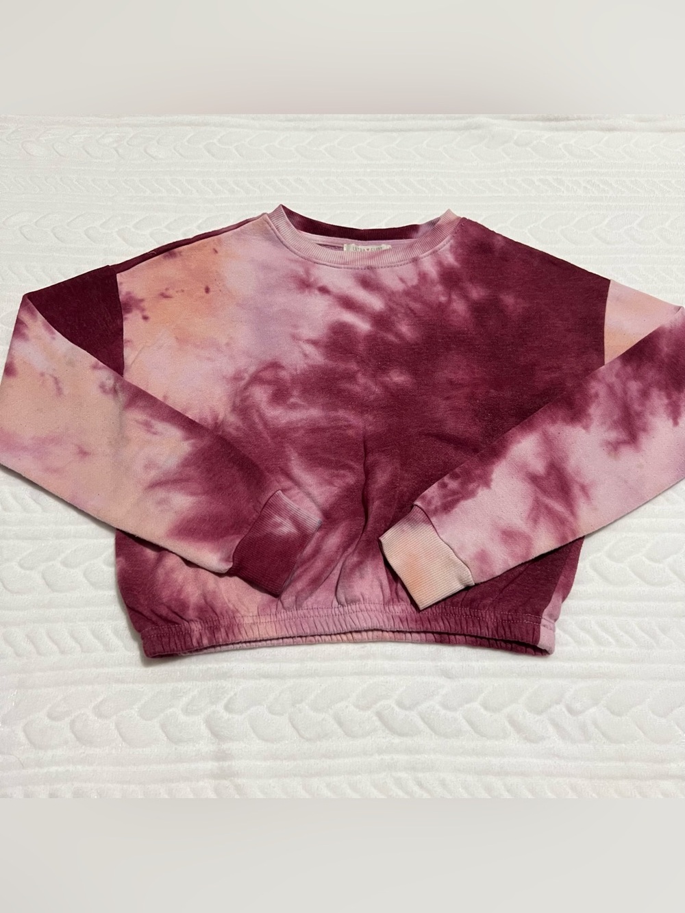 🖤 FREE 🖤 Ultra Flirt - Girls Tie-Dye Crewneck Cropped Sweatshirt in Berry Pink